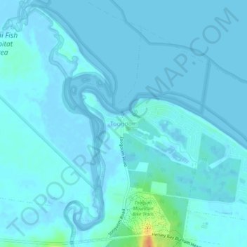 Toogoom地形图、海拔、地势