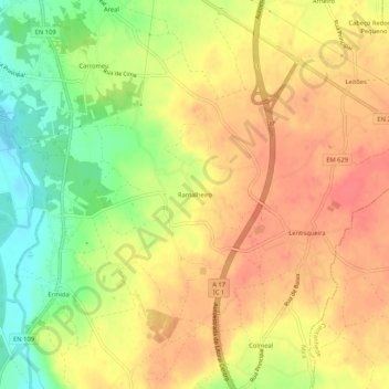Ramalheiro地形图、海拔、地势