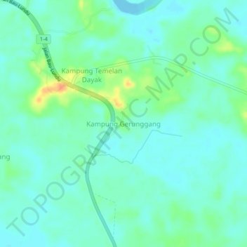 Kampung Gerunggang地形图、海拔、地势