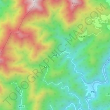 高坪地形图、海拔、地势