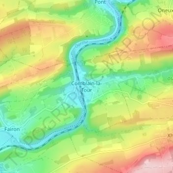 Comblain-la-Tour地形图、海拔、地势