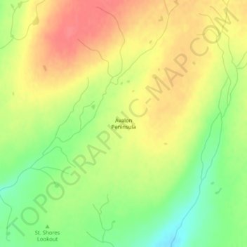 Avalon Peninsula地形图、海拔、地势