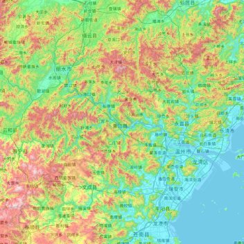 青田县地形图、海拔、地势