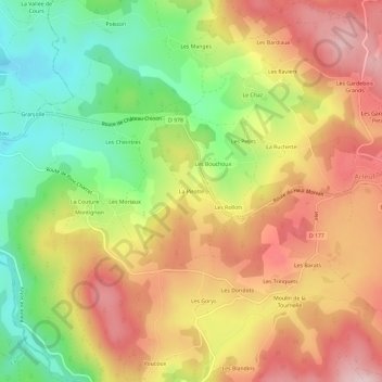 La Pirotte地形图、海拔、地势