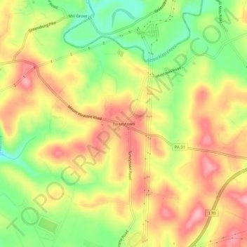 Turkeytown地形图、海拔、地势
