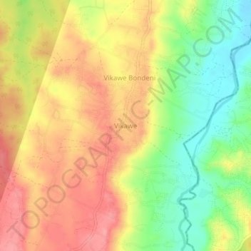 Vikawe地形图、海拔、地势