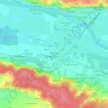 Les Grandes Vignes地形图、海拔、地势