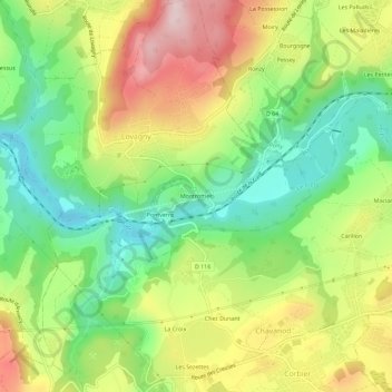 Montrottier地形图、海拔、地势
