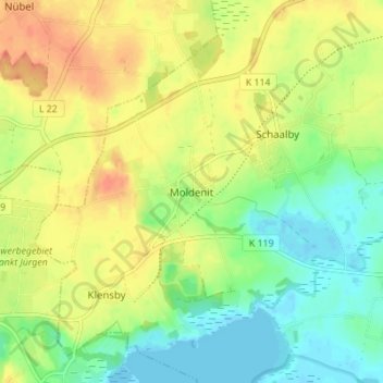 Moldenit地形图、海拔、地势