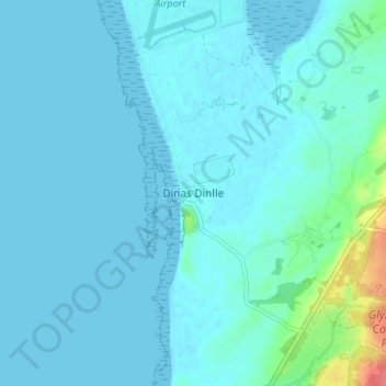 Dinas Dinlle地形图、海拔、地势