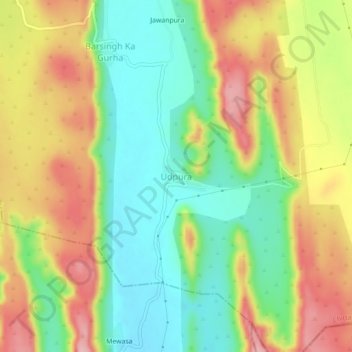 Udpura地形图、海拔、地势