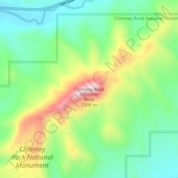 Chimney Rock地形图、海拔、地势
