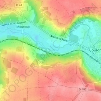 Coubertin地形图、海拔、地势
