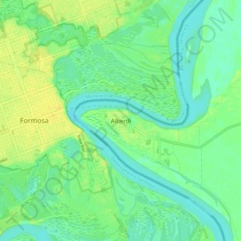Alberdi地形图、海拔、地势