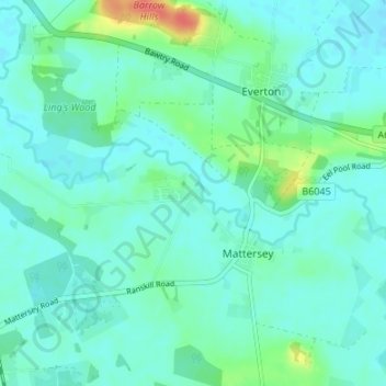 Mattersey Thorpe地形图、海拔、地势