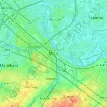 Melle地形图、海拔、地势