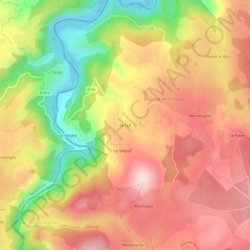 Le Teil地形图、海拔、地势