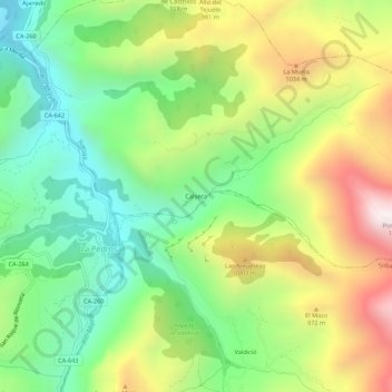 Calseca地形图、海拔、地势
