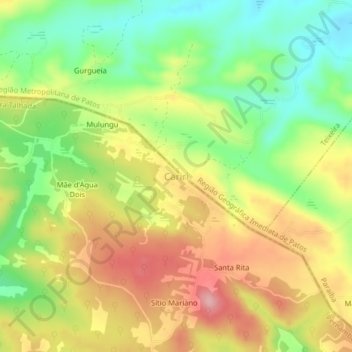 Cariri地形图、海拔、地势