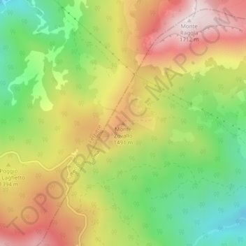 Monte Zovallo地形图、海拔、地势