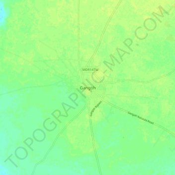 Gangoh地形图、海拔、地势