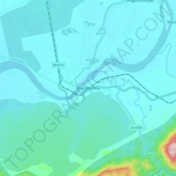 Margherita地形图、海拔、地势