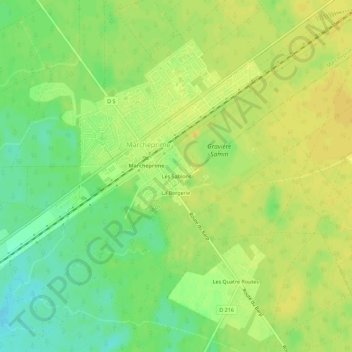 Les Sablons地形图、海拔、地势