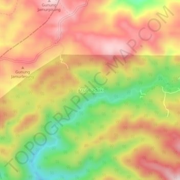 Arul Badak地形图、海拔、地势