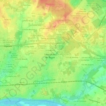 Terres de la Godde地形图、海拔、地势