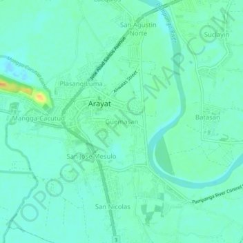 Guemasan地形图、海拔、地势