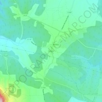 Crouzet地形图、海拔、地势