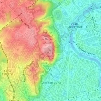 Monte Mario地形图、海拔、地势