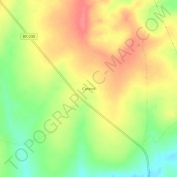 Caracol地形图、海拔、地势