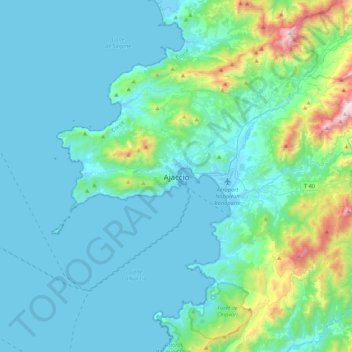 Ajaccio地形图、海拔、地势