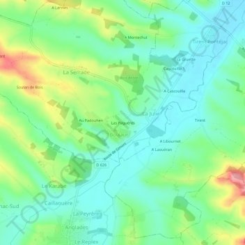 Las Paguéres地形图、海拔、地势
