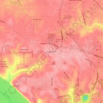 North Alton地形图、海拔、地势
