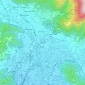 Sant'Andrea地形图、海拔、地势