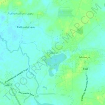Thoppur地形图、海拔、地势