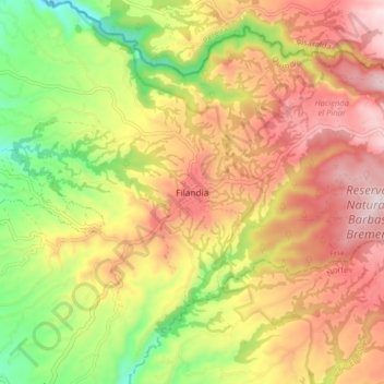 Filandia地形图、海拔、地势