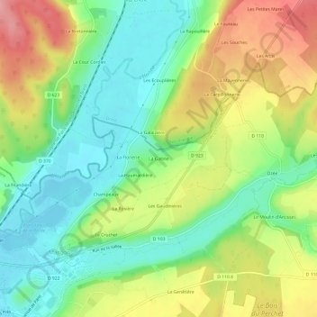 La Gatine地形图、海拔、地势