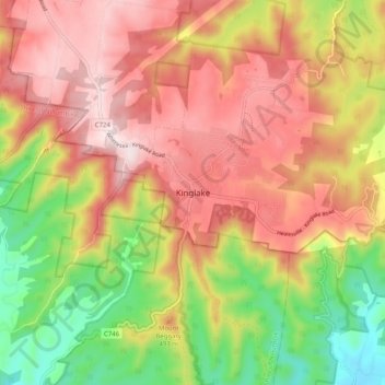 Kinglake地形图、海拔、地势