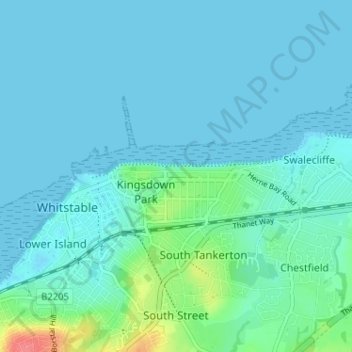 Tankerton地形图、海拔、地势