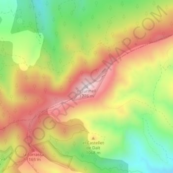 el Turmell地形图、海拔、地势