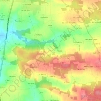 La Grée地形图、海拔、地势