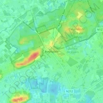 Averbode地形图、海拔、地势