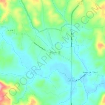 Elk Creek地形图、海拔、地势