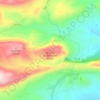 Cerro de Santa Isabel地形图、海拔、地势