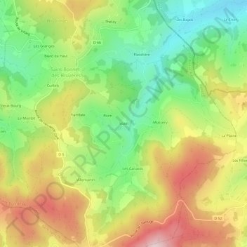 Vozel地形图、海拔、地势