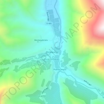 Montegrande地形图、海拔、地势