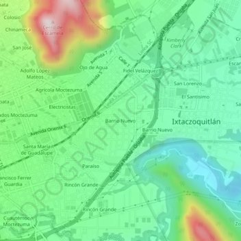 Barrio Nuevo地形图、海拔、地势